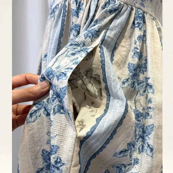 Agua by Agua Bendita Barbara Bougainvillea embellished printed linen midi dress - Picture 13 of 15